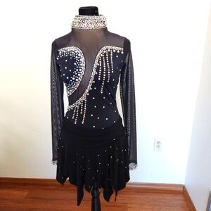 4 Pc Dance Costume Set bodysuit & 3 Skirts Tiered Mini, Fitted Midi, Full Ankle